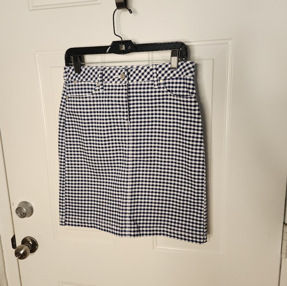 Talbots Blue and White Checkerboard Skirt Size 2